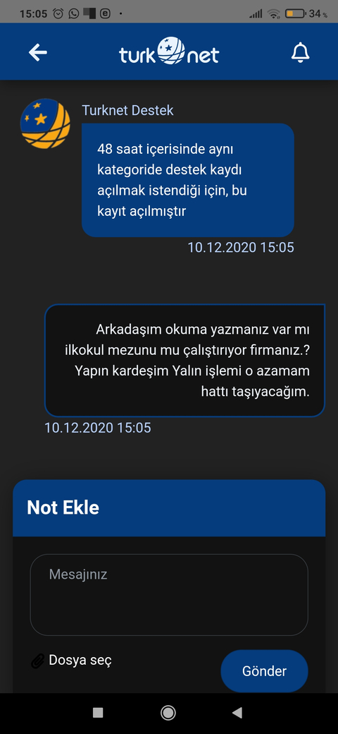 Turknet (mahalle takımı iss firması, çözüm sunmak yerine problem yaratan firma) 