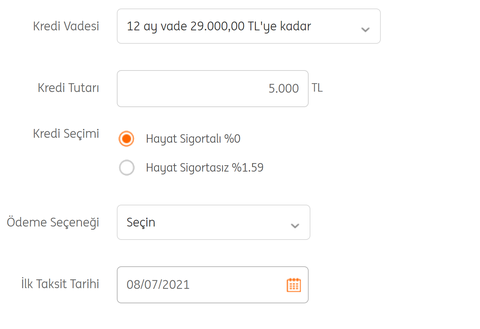 ING Bank 5000 TL 12 Ay Faizsiz Kredi