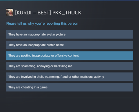 Bu terörist steam profilini şikayet edin.