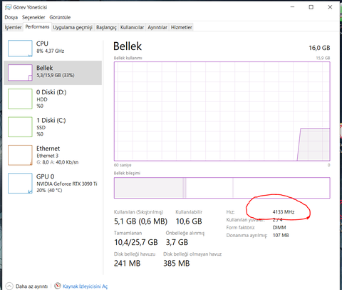DDR4 frekansı 3600mhz'den daha yükseğe ayarlanamaz