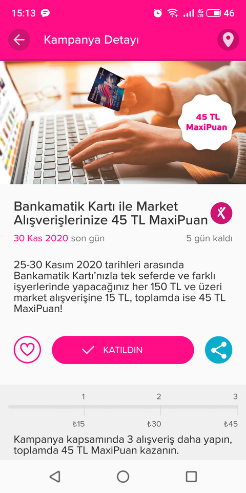 İş Bankası Bankamatik Kartı 3x150 market alışverişine 45 TL