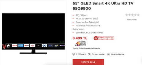 VESTEL QLED TV - ÇIKTI