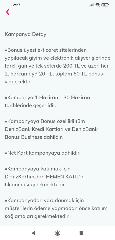 Denizbank 60tl bonus 200x6 Giyim&Elektronik