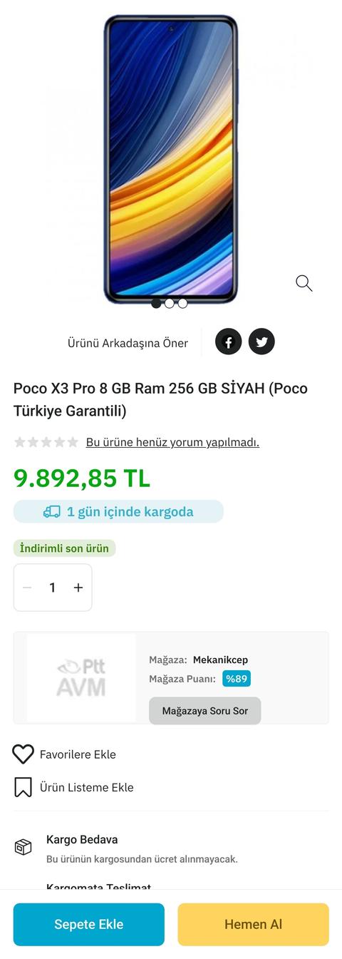 Poco X3 Pro 8 GB Ram 256 GB 9900 TL