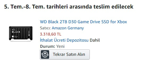 WD Black 2TB D30 Game Drive SSD for Xbox (1260tl)