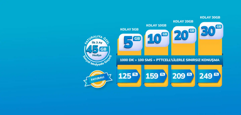 Pttcell 20 GB 90₺ (PTT çalışanı bularak geçiş yapabilirsiniz)