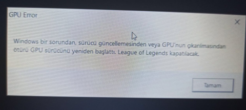 gpu hatası bakar mısınız