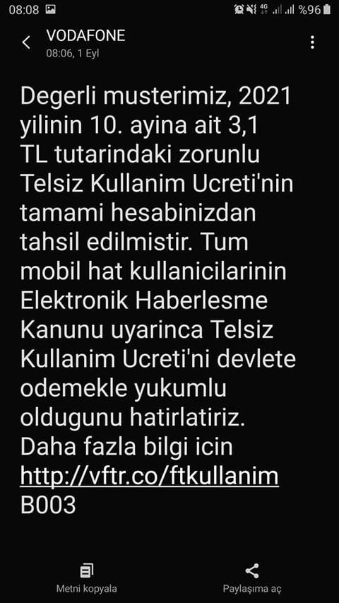 Vodafonun taşınacak numaradaki kredileri sıfırlaması