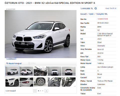 BMW X2 DİZEL M SPORT X