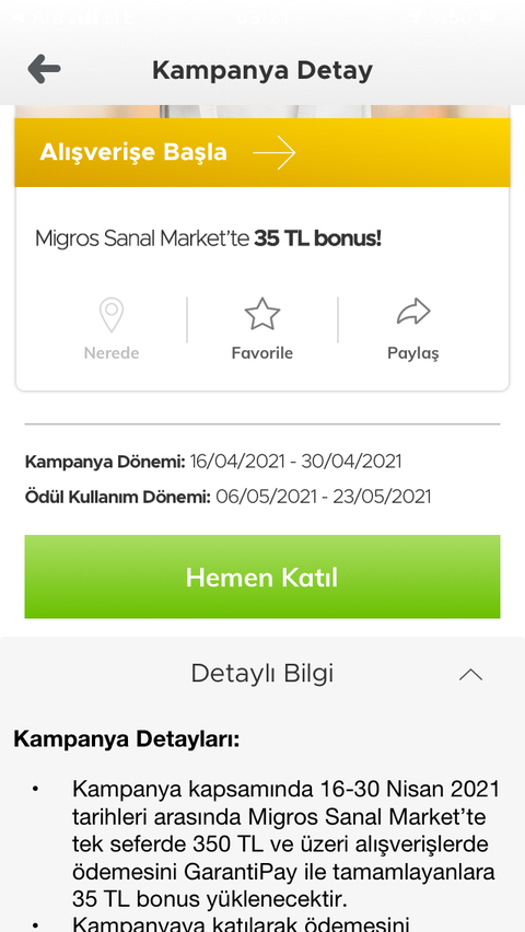 Bonus flasha özel seçili online market 30 + Migros sanal market 35 TL bonus