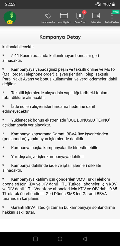 Garanti Bonus 1500 elektronik harcamasına 75 tl puan kampanyası.