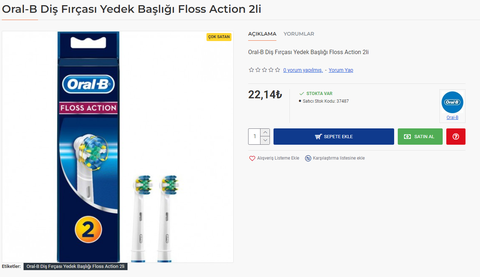 Oral-B Floss Action Diş Fırçası Yedek Başlığı 2'li - 22,14TL Ucretsiz Kargo  -- STOK BITTI