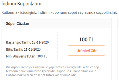 TRENDYOL 100/300 SÜPER CÜZDAN