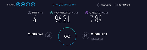 Millenicom 100mbit tarifede 40-50 mbit gecememek