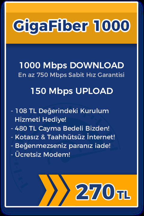 Kablonet Sınırsız GPON Tarifeleri : 200 - 300 - 500 - 1000 MBPS