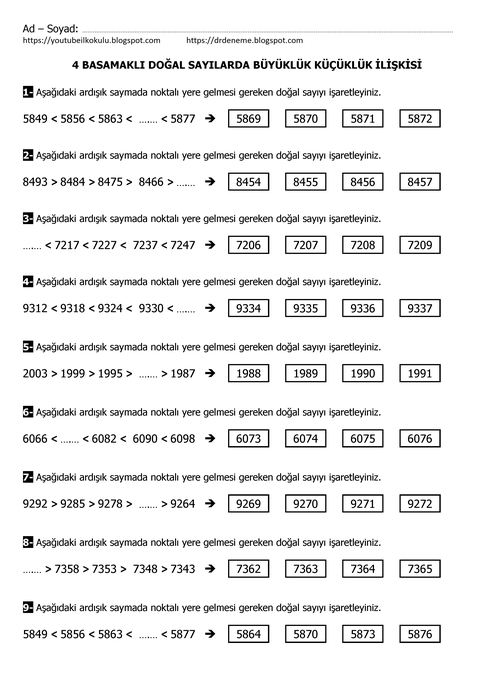 YOUTUBE İLKOKULU 1250'DEN FAZLA MATEMATİK ETKİNLİK VE TESTLERİ