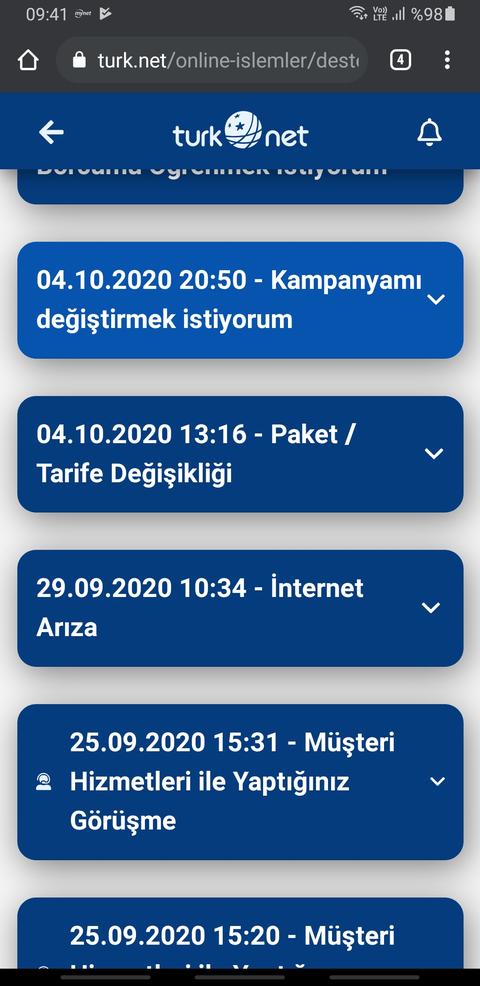 Türknet Paket Değişikliği Talebi