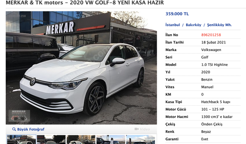 Daha piyasaya çıkmadan fiyatı 100.000 TL düşen Golf 8