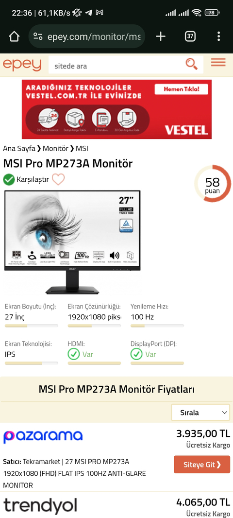 Msı - Samsung - Lenovo 27" monitör tavsiyesi?