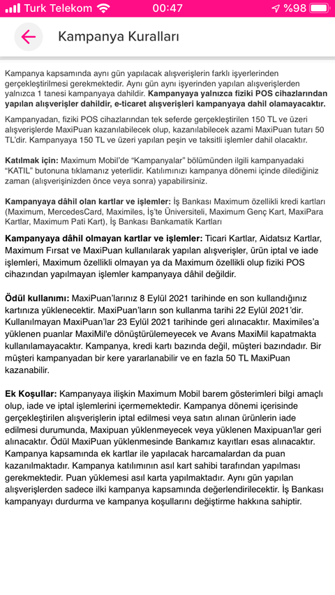 İşbank Hafta Sonu Kampanyası 50 TL ye Varan Maxipuan!