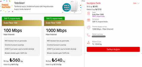 Vodafone Link AT 58 GB - Ev İnterneti 500TL Kazan Referans Konusu