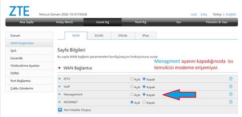 Modem ping sorunsalı.