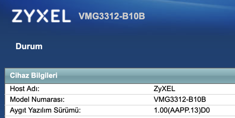 zyxel vmg3312-b10b modem yazılım güncelleme butonu yok
