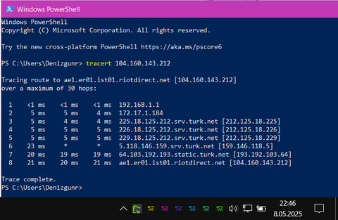 Turknet primetime'da baazen ping olması