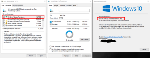 Disk Temizleme'de 'Windows Update Temizleme ' yok