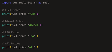 Python ile anlık akaryakıt fiyatı öğrenme