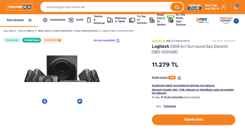 Logitech Z906 5+1 1000W Ses Sistemi 11279TL Bedava!
