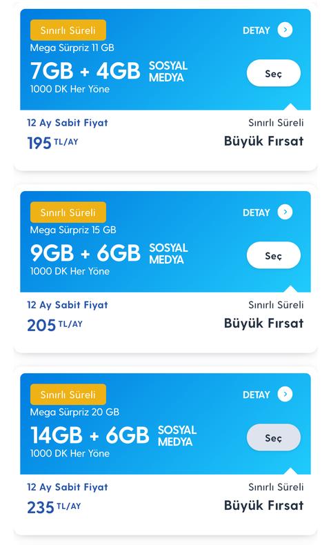 Turkcell’den Kısa Süreli Sürpriz Tarifeler! (40 GB Sosyal Medya + 30 GB Her Yöne 420₺)