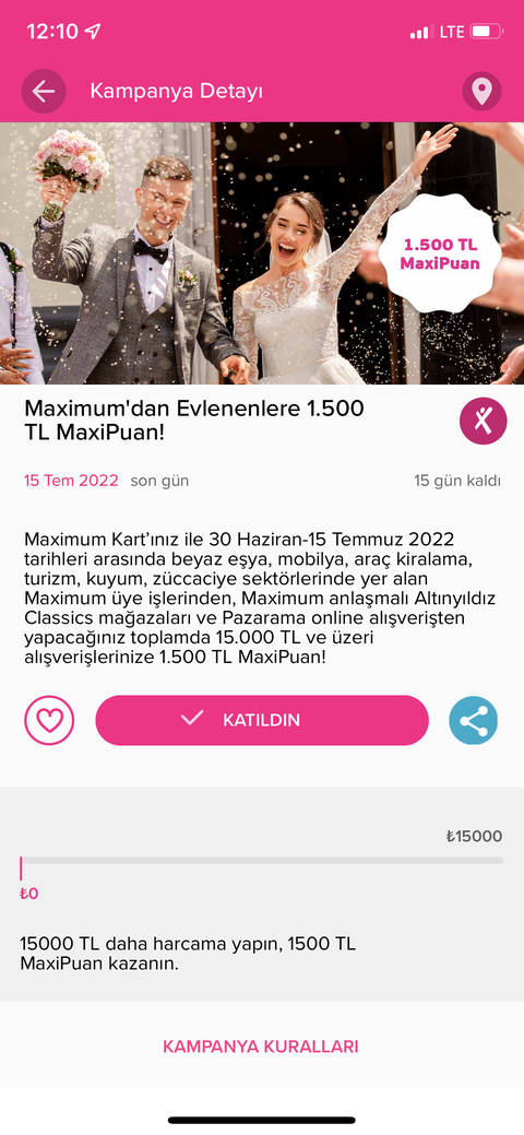 İş bankası maximumdan evlenenlere 15.000/1500