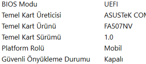 Güvenli Önyükleme Açılmıyor