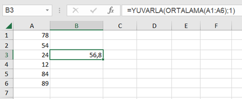 Excel’de Bir Sayıyı Yuvarlama