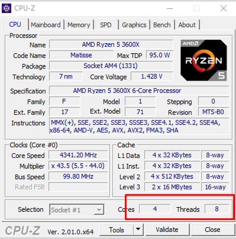 Amd ryzen 5 3600x kaç çekirdek?