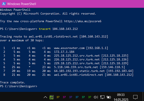 Turknet primetime'da baazen ping olması