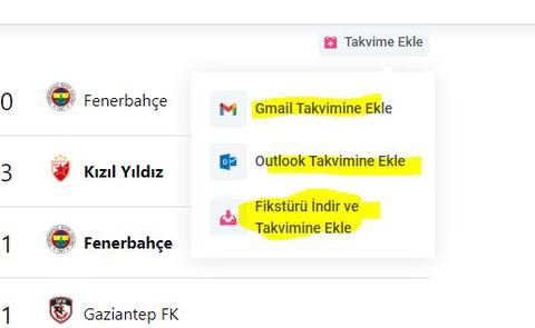 Takımınızın Maç Programları Cebinize Gelsin (Takvime Ekleme)