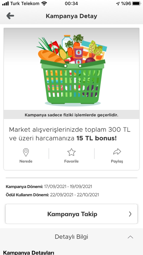 Garanti Parakart Fiziksel Market Alışverişine 15 TL Bonus!