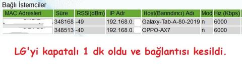 LG G4 modeme sürekli yüksek hızla bağlı