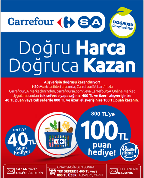 Carrefoursa 400/40 - 800/100 ya da Zubizu ile 400/60 - 800/120