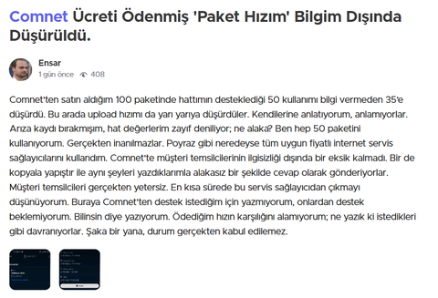 Comnet' in yaptığına bakın