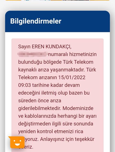 Türknet/Türk Telekom kaynaklı arıza