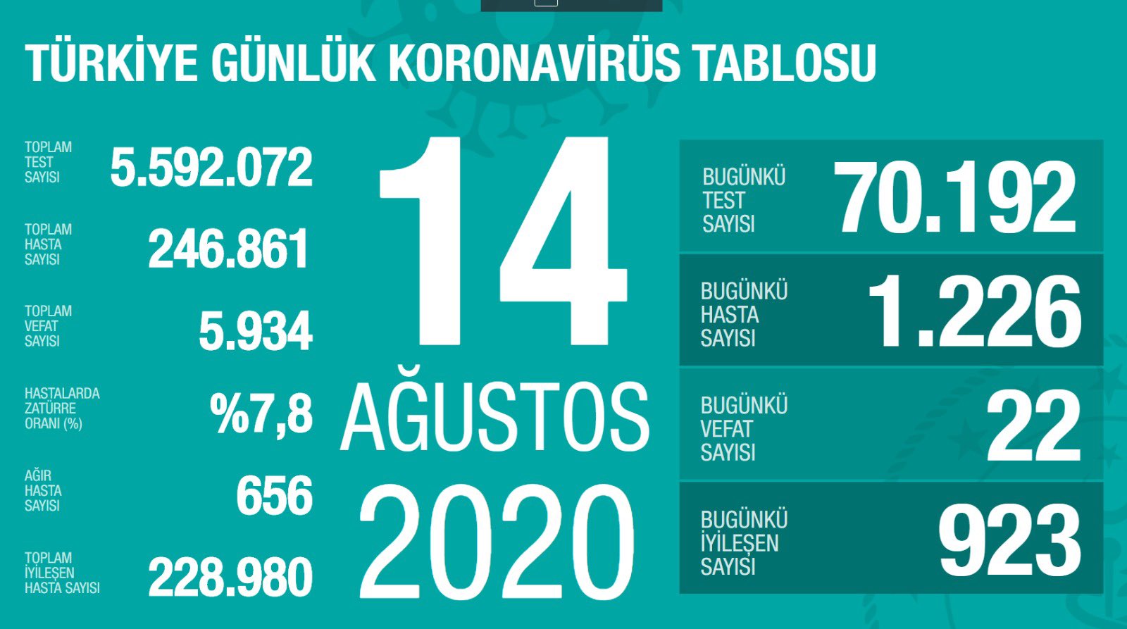 Koronavirüs vaka ve ölü sayıları