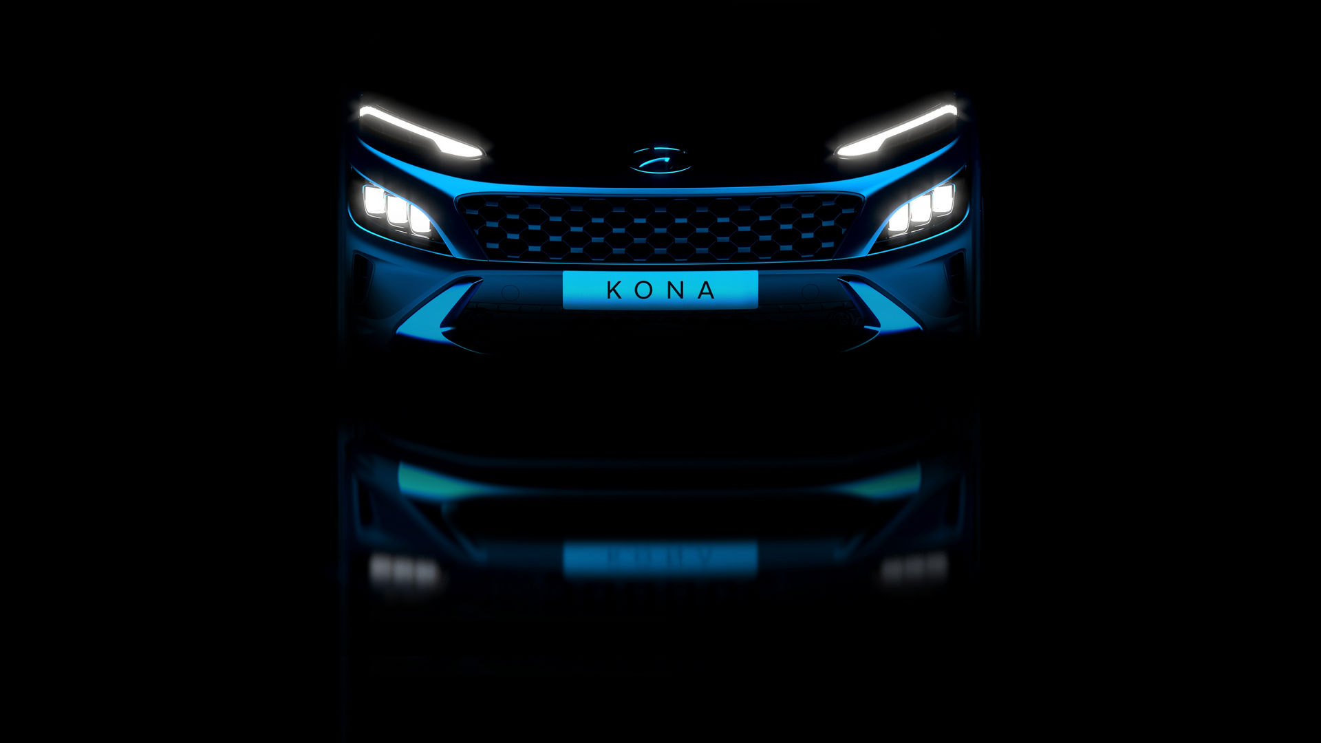 Makyajlı Hyundai Kona'nın ön tasarımını gösteren ipucu görseli paylaşıldı