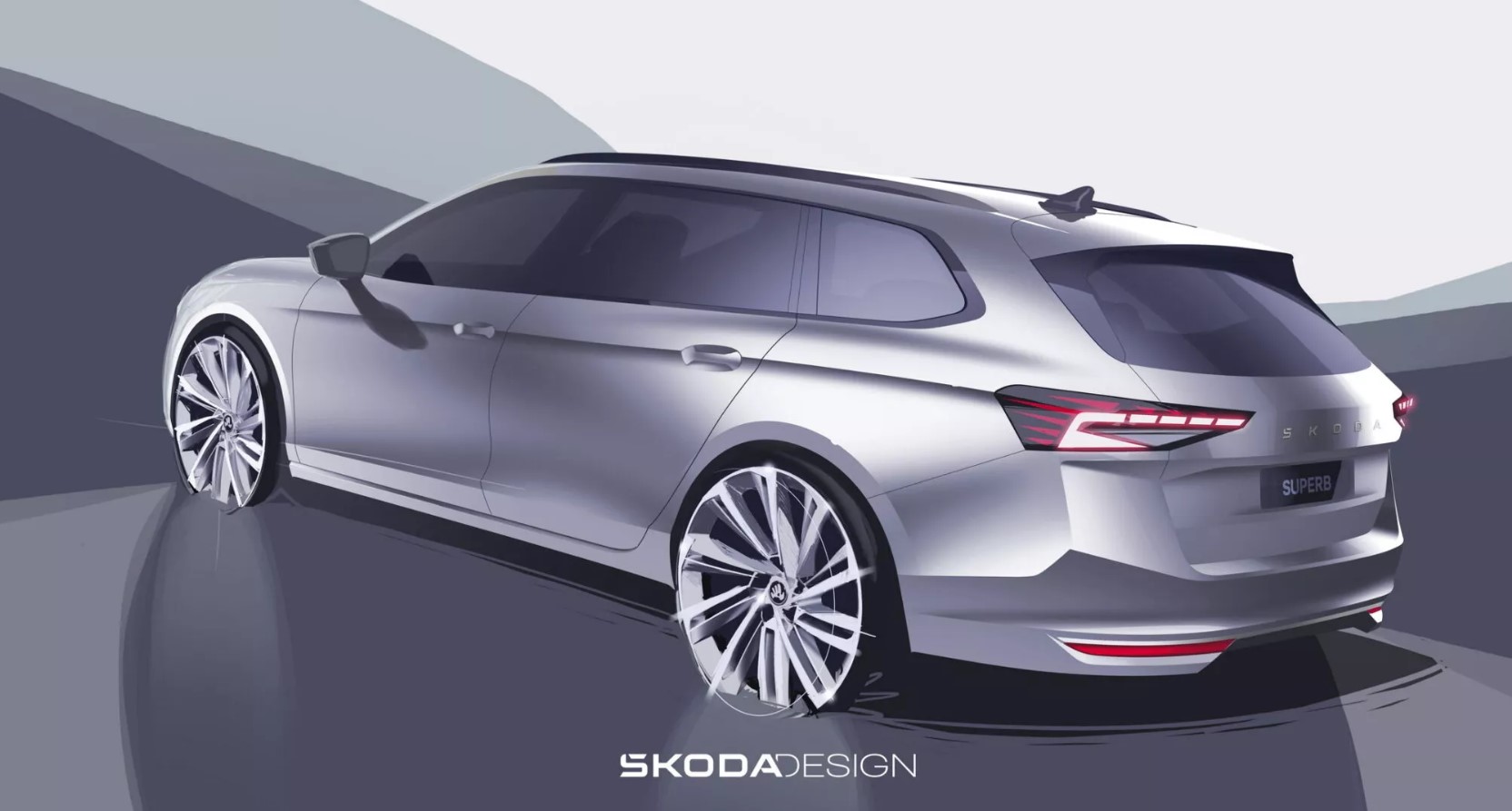 2024 Skoda Superb'in tasarımına ilişkin yeni çizimler paylaşıldı