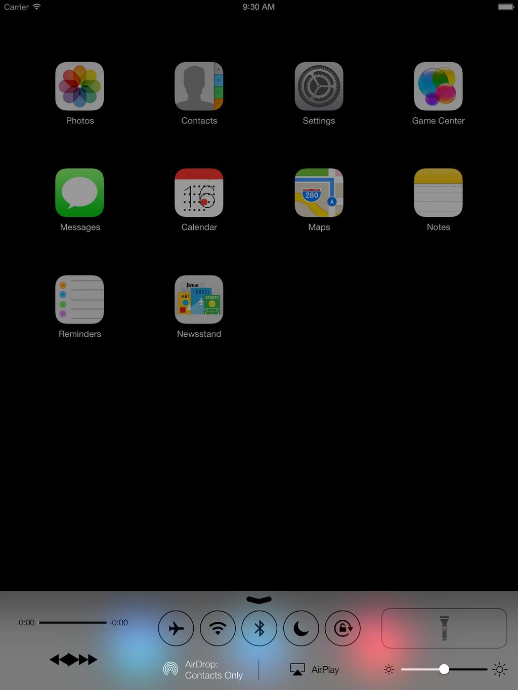 iOS 7'nin iPad versiyonundan ekran görüntüleri