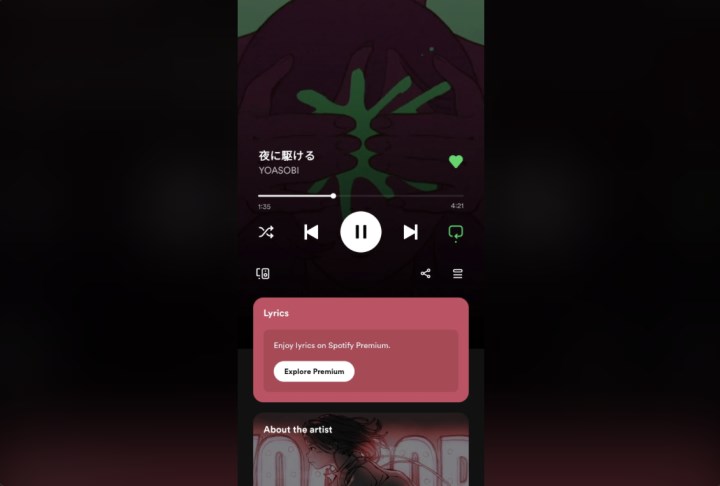 Spotify Şarkı Sözleri (Lyrics) Premium abonelere özel olabilir