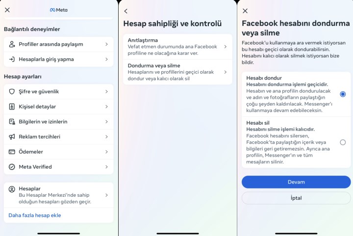 telefondan facebook hesabını dondurma