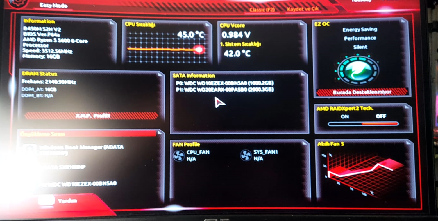 [SATILDI] 5000tl b450 + ryzen 5600 try fansız